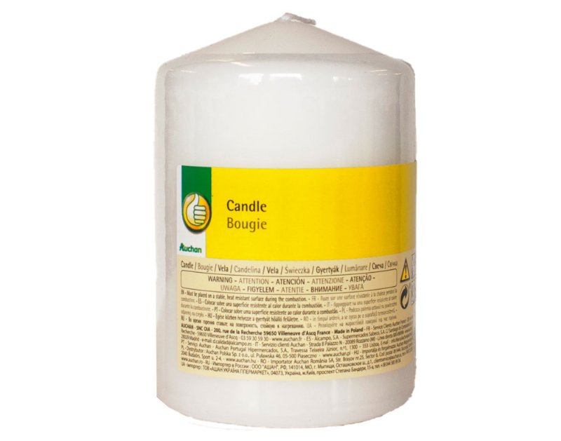 Vela Pilar Auchan Essencial Branca 10 Cm