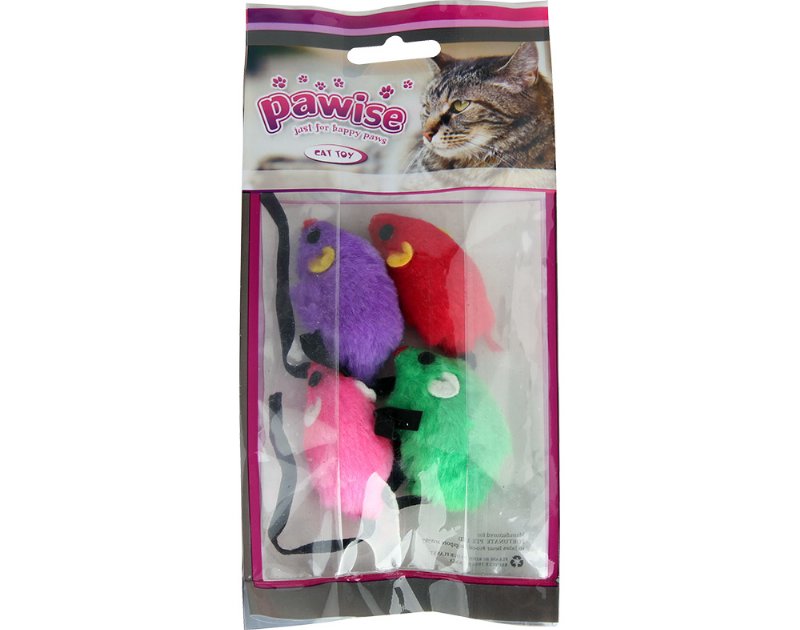 Brinquedo Para Gato Pawise Ratos Pack 4 Unidades