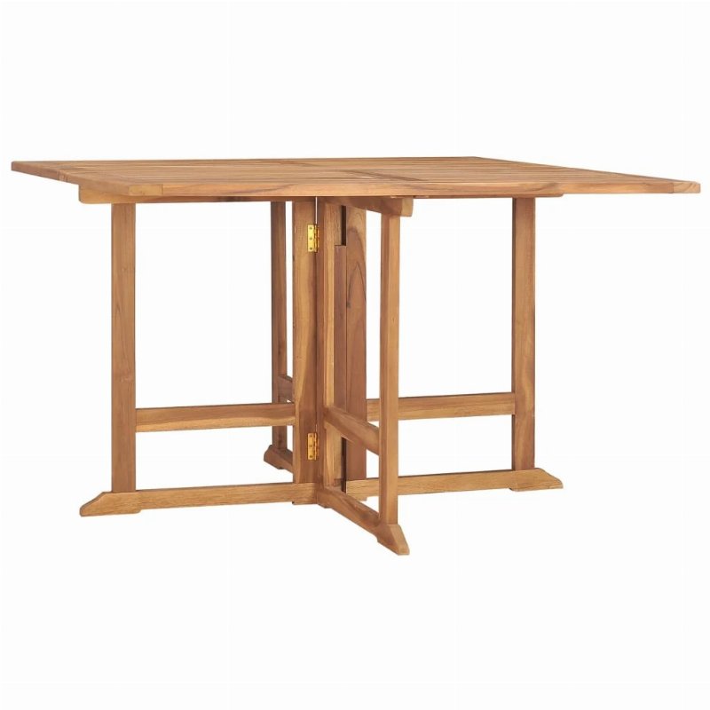 Hkh Mesa De Jantar Para Jardim Dobrável 110X110X75 Cm Teca Maciça - Marrom