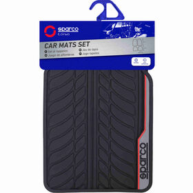Conjunto 4 Tapetes Borracha Preto/Vermelho Sparco 4 Un