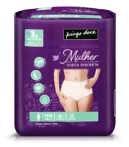 Cuecas Incontinência Discreta Tamanho Médio Pingo Doce 10Un