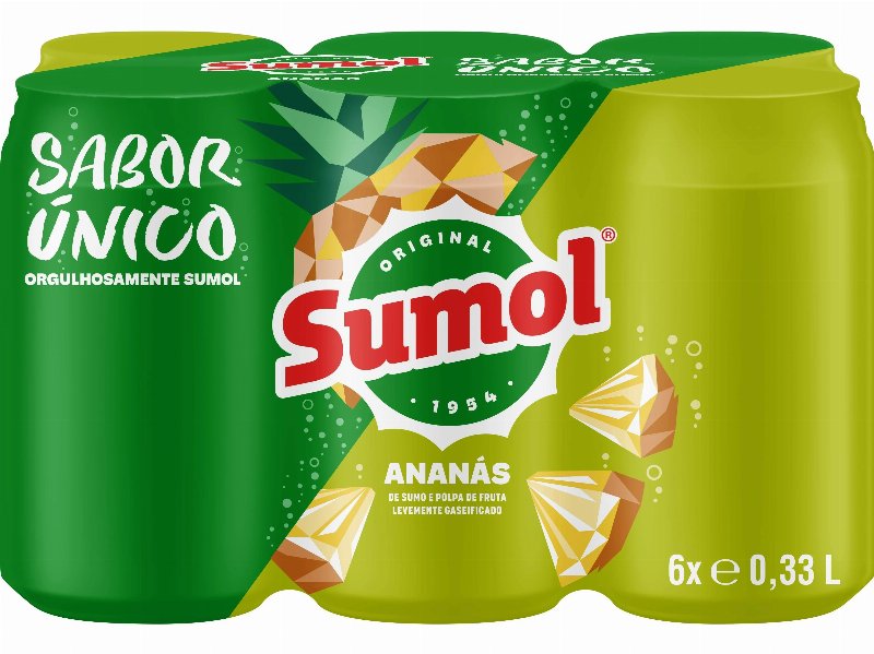 Refrigerante Sumol Com Gás Ananás Lata 6X0.33 l
