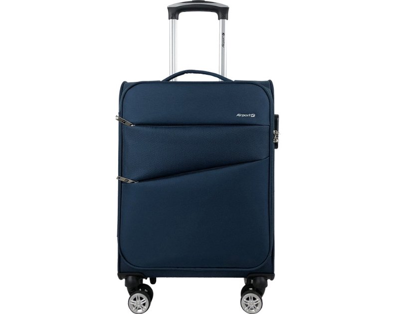 Mala De Cabine Flexível Airport Azul 8 Rodas 55Cm