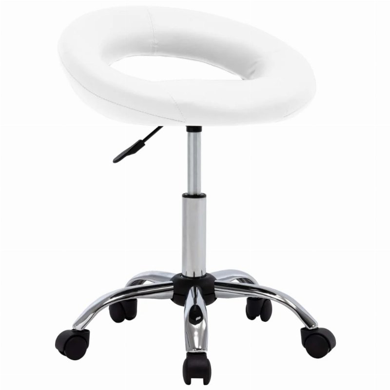 Hkh Cadeira De Trabalho Com Rodas Em Couro Artificial - Branco