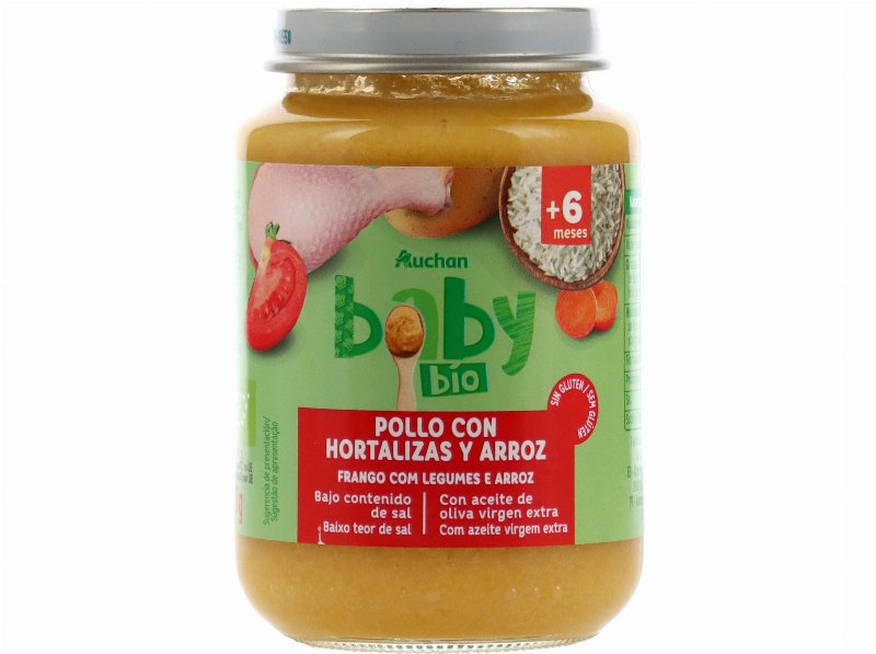 Refeição Auchan Baby Bio Frango Legumes E Arroz Sem Glúten 200 g