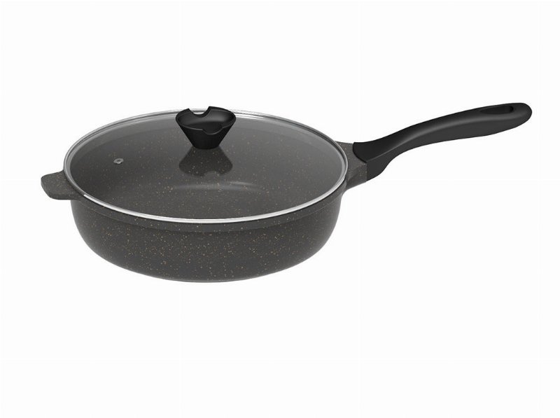 Frigideira Actuel Aluminio Fundido Preto Com Tampa 28Cm