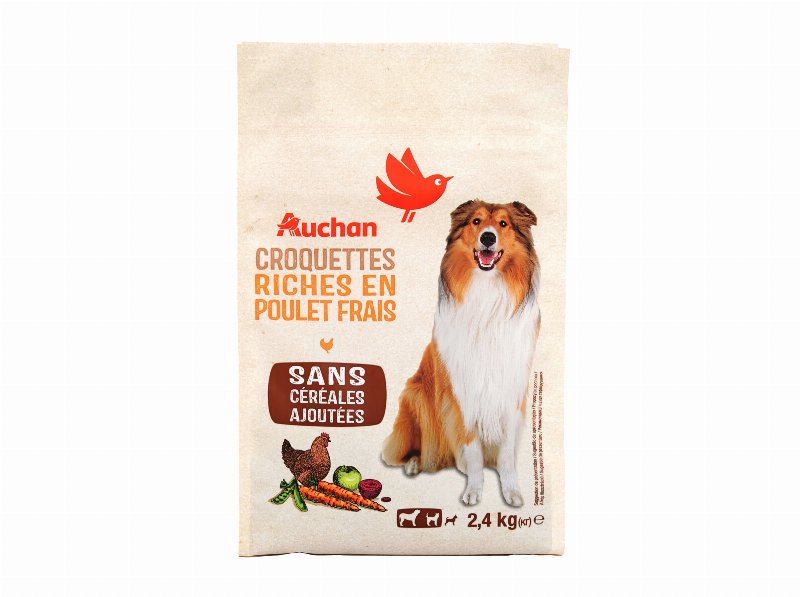 Ração Para Cão Auchan Natural Rico Em Frango Fresco Sem Cereais Adicionados 2.4 kg