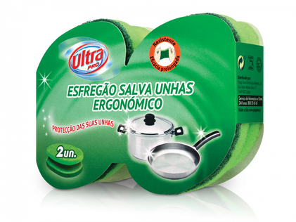 Esfregão Ergonómico Salva Unhas Verde 2Un Ultra 2Un