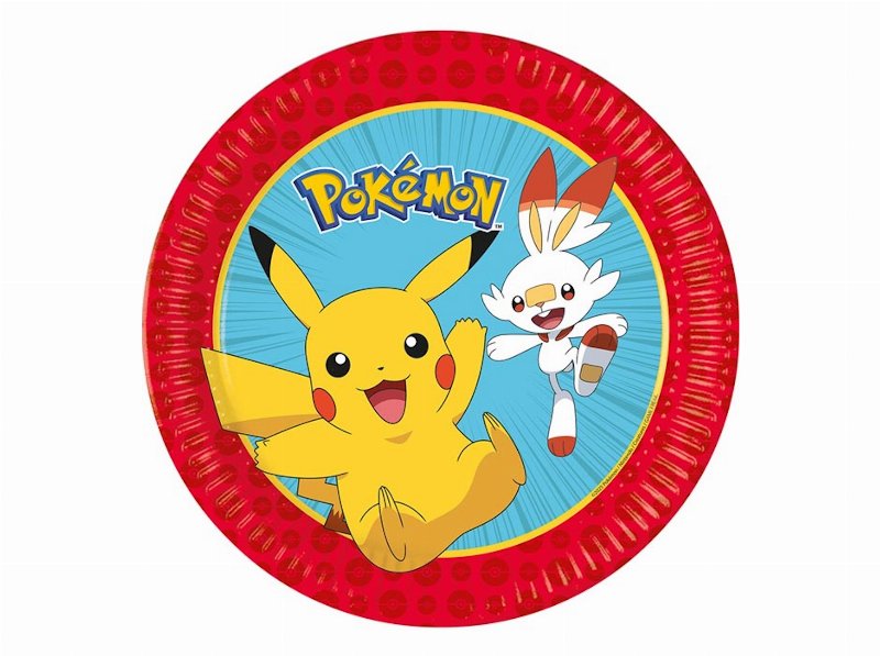Pratos Descartáveis Pokémon Cartão 23Cm 8 Unidades