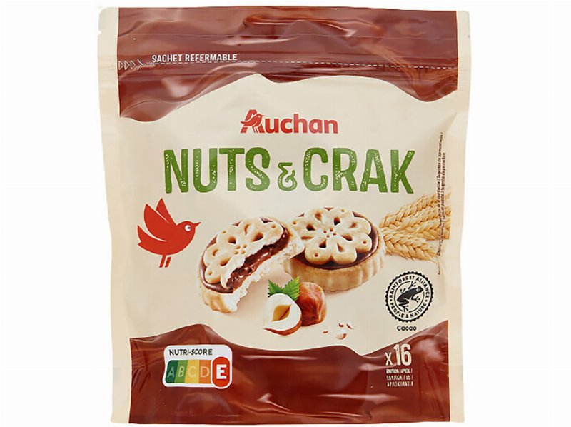 Bolacha Auchan Rechea Creme Cacau Avelã 228 g