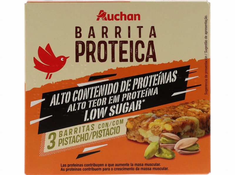 Barrita Proteica Auchan Com Pistácio 3Un 105 g