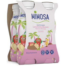 Iogurte Líquido Morango E Banana Infantil Lanchinho Booom Mimosa 604 gr (4 Un)