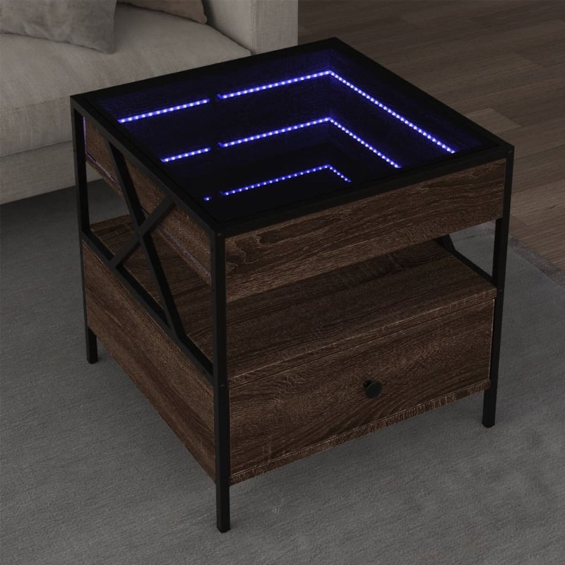 Hkh Mesa De Centro Luzes Led Infinity Carvalho - Castanho