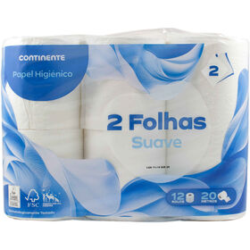 Papel Higiénico 2 Folhas Suave Continente 12 Rolos