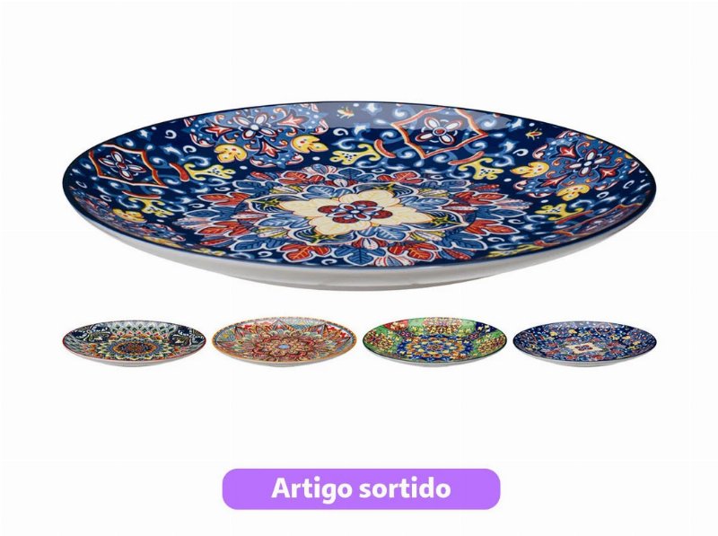 Prato Raso Decorado Porcelana 27Cm Modelos Sortidos