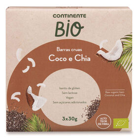 Barra Crua Coco E Chia Sem Glúten Continente Bio 90 gr (3 Un)