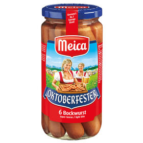 Salsichas Oktoberfester Bockwurst Frasco 6 Un Sem Glúten Meica 380 gr (Peso Escorrido 200 gr)