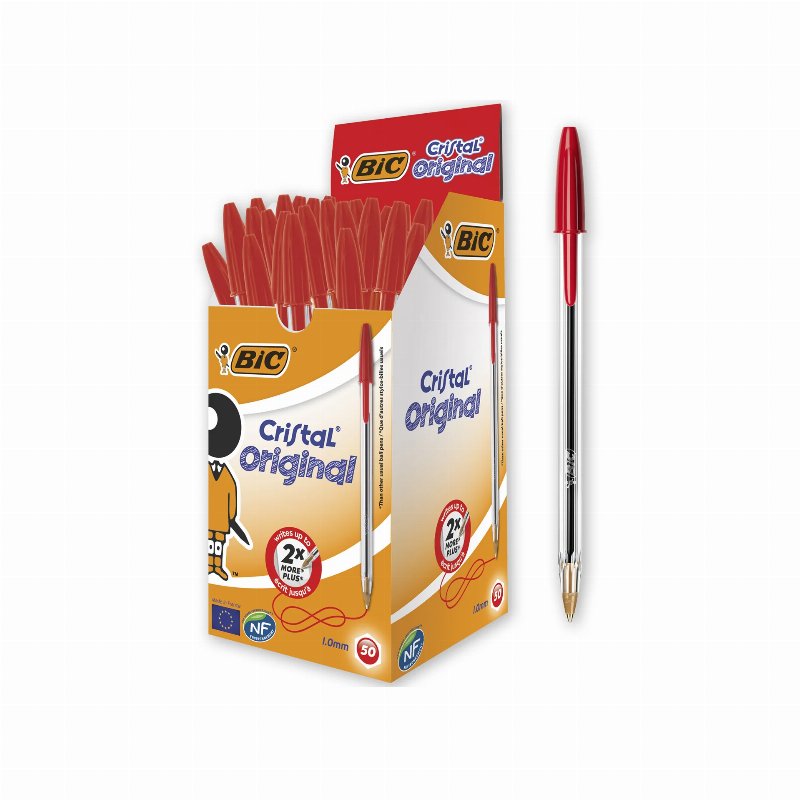Bic Cristal Caixa De 50 Canetas Esferográficas Cor Vermelha