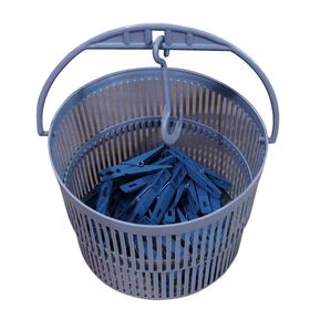 Conjunto Cesto Cinza E 24 Molas Azuis Essencial Kasa