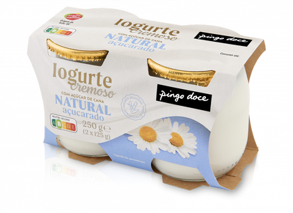 Iogurte Cremoso Natural Açucarado Pack 2 Pingo Doce 0.25Kg