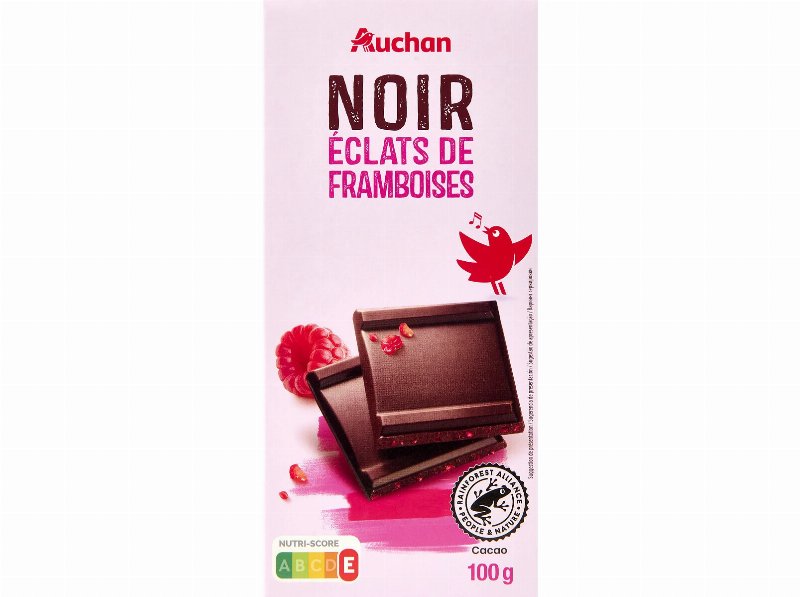 Chocolate Negro Auchan Com Pedaços De Framboesas 100 g