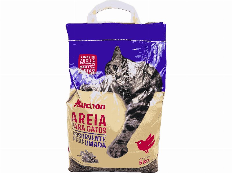 Areia Para Gato Auchan Perfumada Com Argila 100% Natural 5 kg
