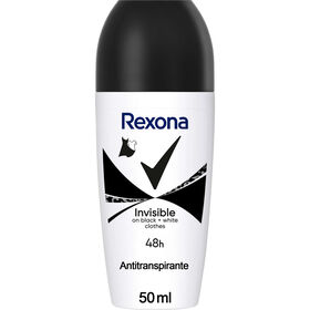 Desodorizante Roll On Invisible Black & White Clothes Rexona 50 ml