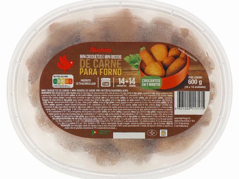 Mini Croquetes E Rissóis De Carne Auchan Para Forno 28Un 600 g