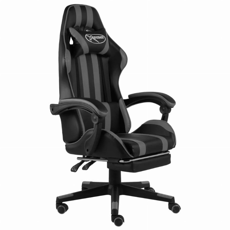 Hkh Cadeira Estilo Corrida Com Apoio Pés Em Couro Artificial - Preto/Cinzento