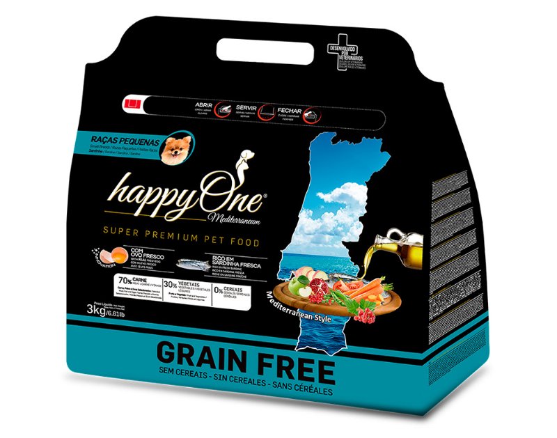 Ração Cão Happyone Mediterraneum Raças Pequenas Sardinha 3 kg