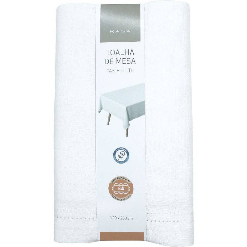 Toalha De Mesa 250X150Cm Branca Kasa