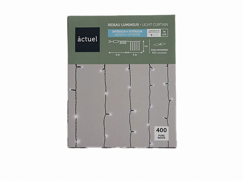 Cortina Luzes Brancas Actuel Exterior 96 Led 8 Funções