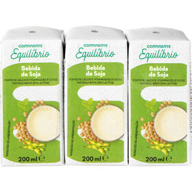 Bebida Vegetal De Soja Natural Continente Equilíbrio 3 X 200 ml