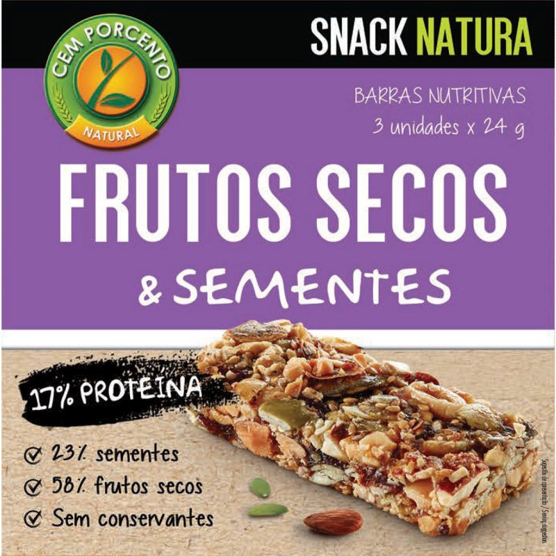 Barra Com Frutos Secos E Sementes Pack 3 72 g