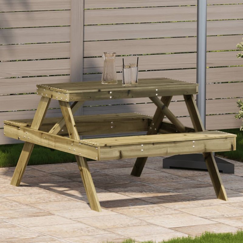 Hkh Mesa De Piquenique 105X134X75 Cm Madeira De Pinho Impregnada - Marrom