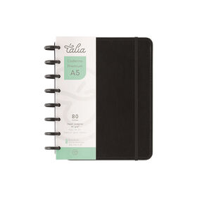 Caderno Smart Com Elástico Espiral A5 Pautado Preto Talia