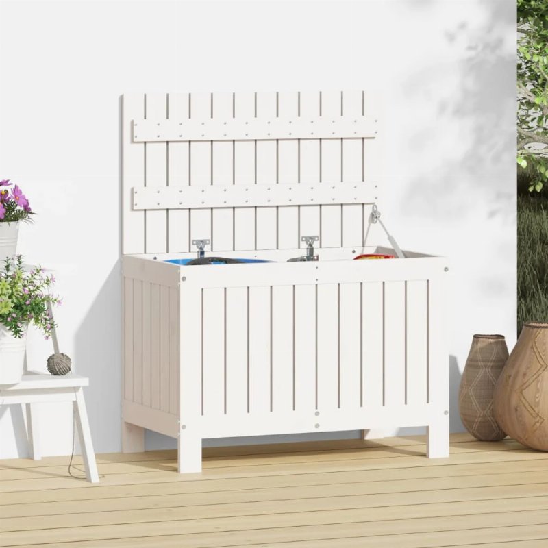 Hkh Caixa De Arrumação Jardim 76X42,5X54 Cm Pinho Maciço - Branco