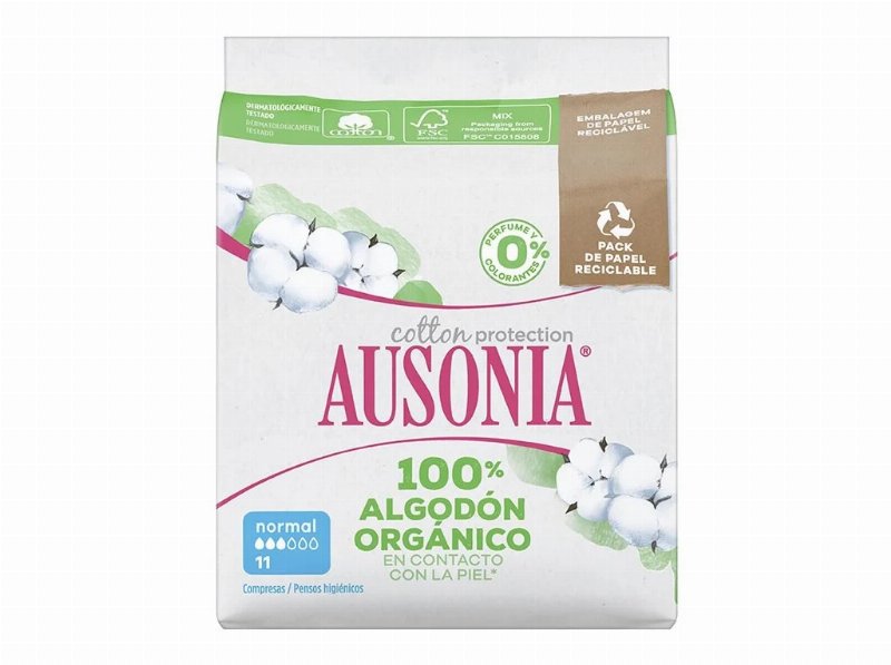 Pensos Higiénicos Ausonia 100% Orgânico Normal Alas 11Un