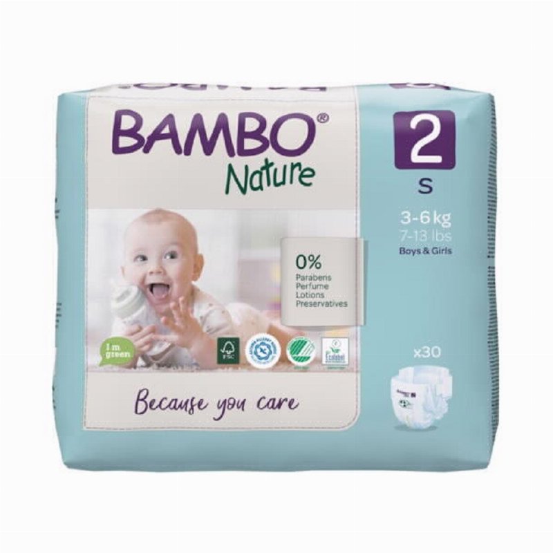 Fraldas Bambo Nature 2 Tamanho S 3-6 kg 30Un