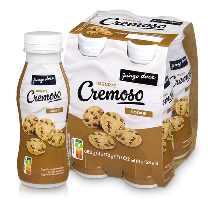 Iogurte Líquido Cremoso Cookies Pack 4 Pingo Doce 4x0.17Kg