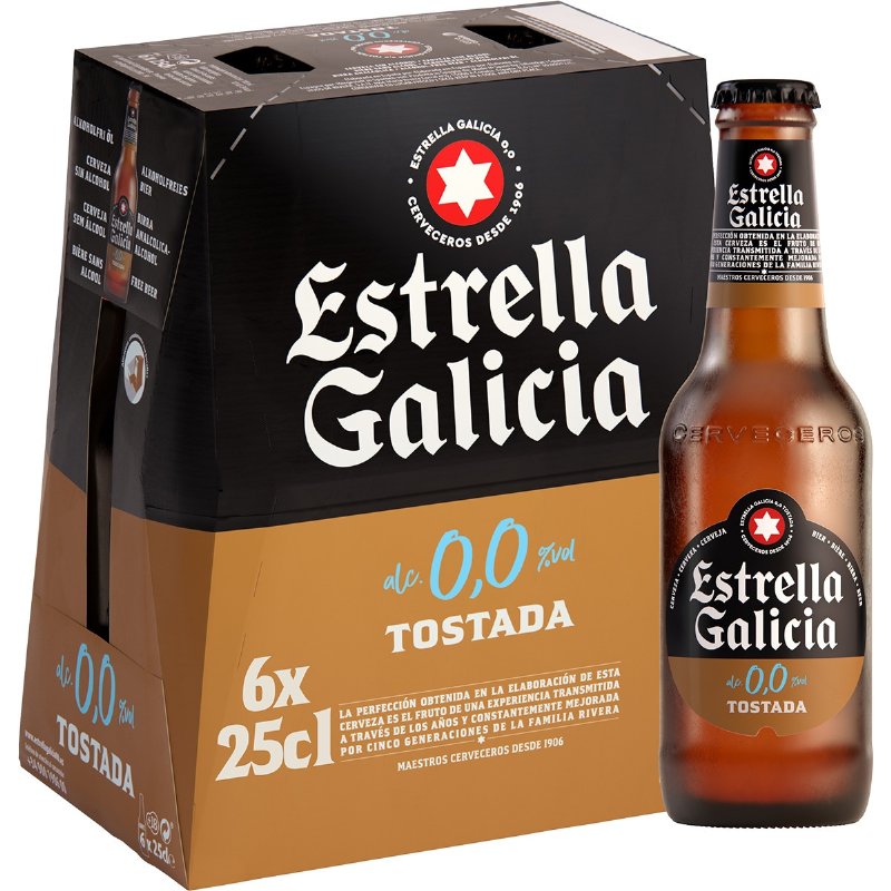 Cerveja De Espanha Tostada Sem Álcool Pack 6 Unidades 25 cl