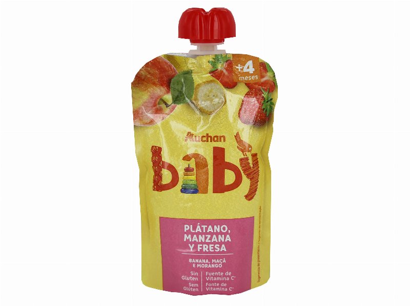 Saqueta Fruta Auchan Baby Banana Maça Morango 120 g