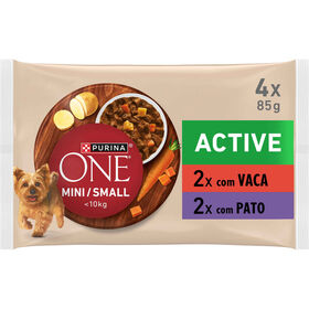 Comida Húmida Para Cão Adulto Active Vaca Purina One Mini 4 X 85 g