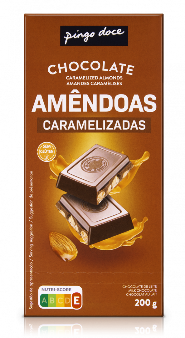 Tablete De Chocolate Com Amêndoa Caramelizada Pingo Doce 0.2Kg