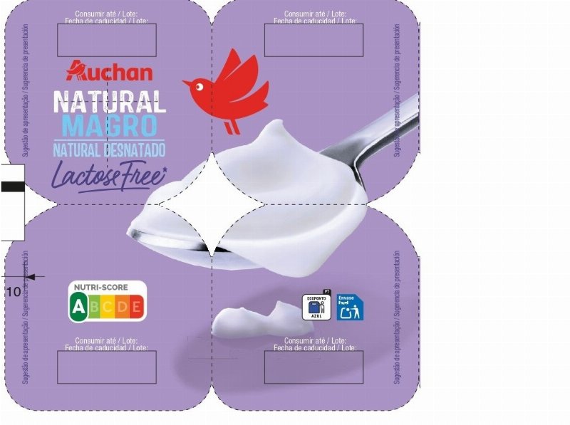 Iogurte Natural Magro Auchan Sem Lactose 4X125 g