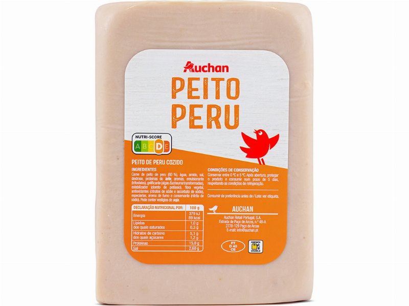 Fiambre De Peito Perú Auchan Fatiado No Balcão Kg