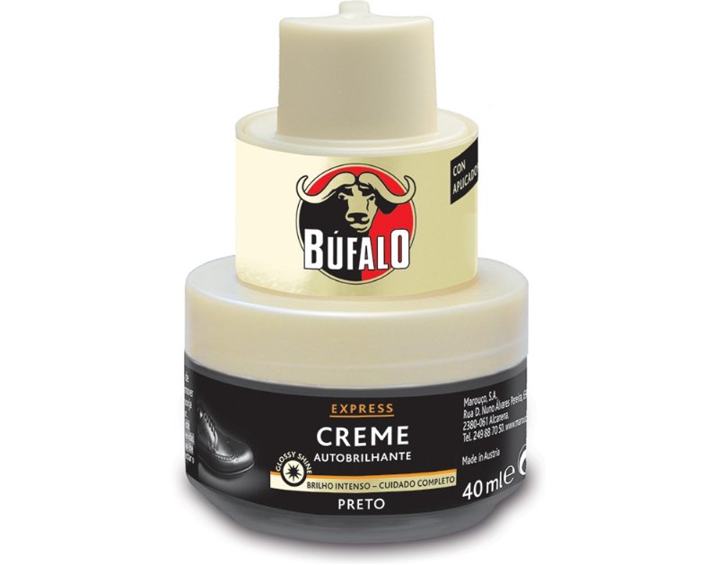 Creme Calçado Com Esponja Preto Boião Búfalo 40 ml