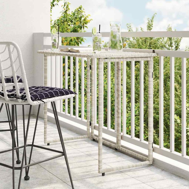 Hkh Mesa De Jardim Dobrável 90X51X75 Cm Vime Pe -Claro - Cinzento