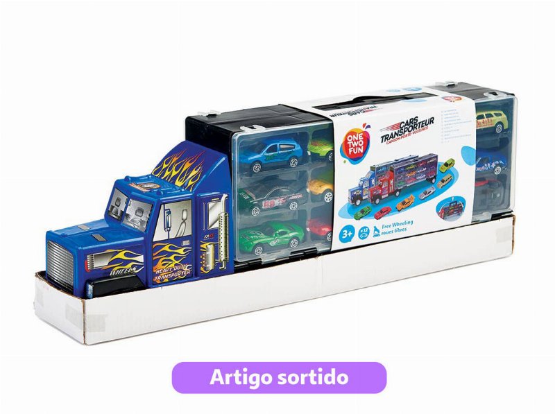 Camião De Transporte Com 12 Carros One Two Fun Modelos Sortidos
