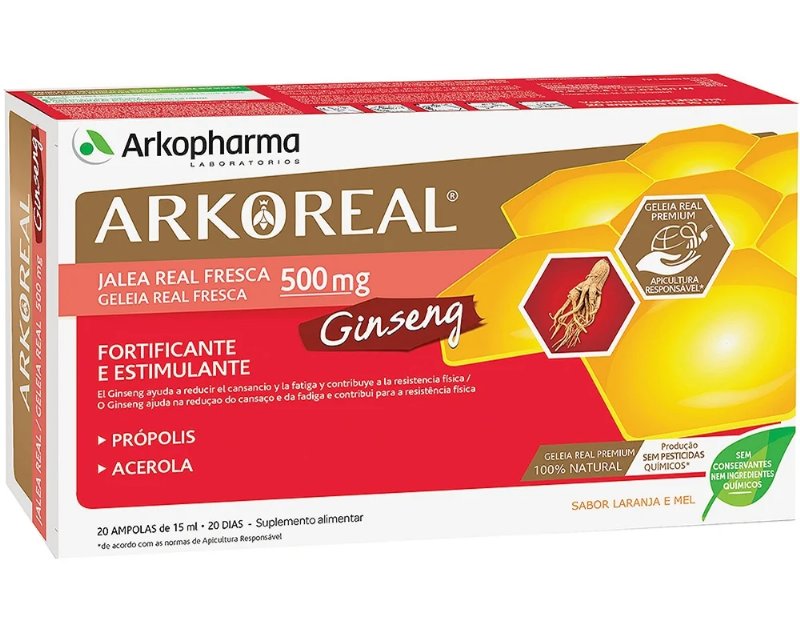 Suplemento Arkoreal Geleia Real +Ginseng 20Ampolas